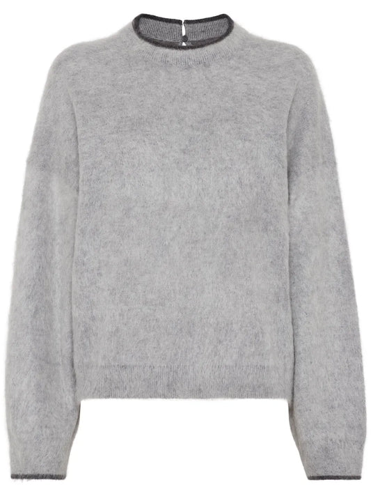 Contrasting-Trim Brushed Jumper
