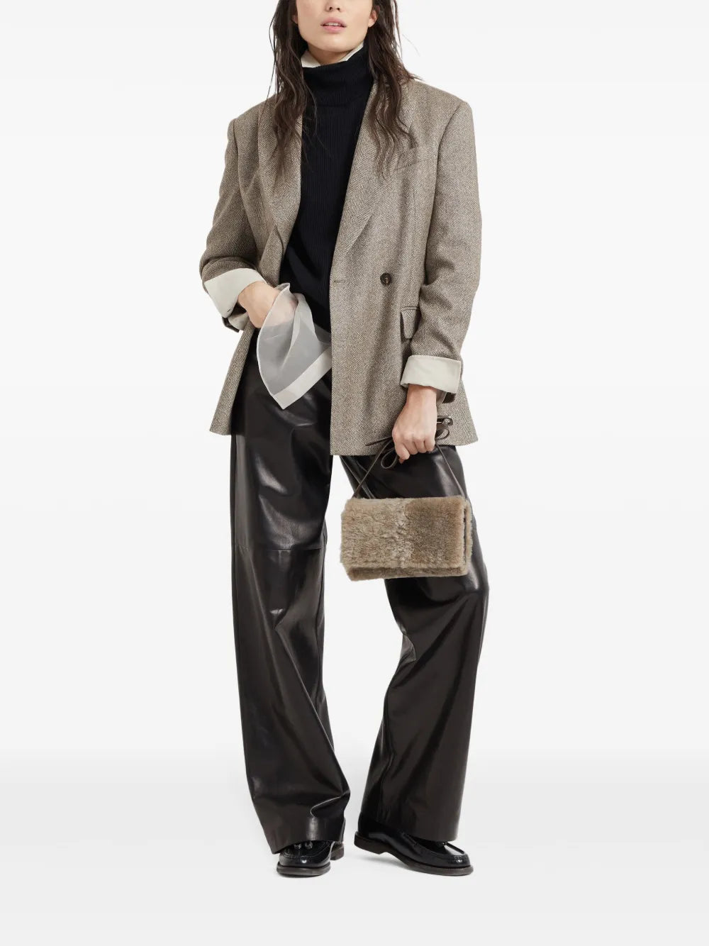 High-Waisted Leather Trousers