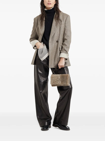 High-Waisted Leather Trousers