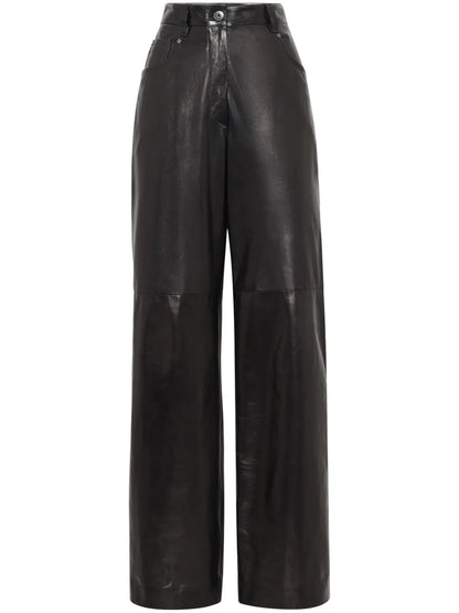 High-Waisted Leather Trousers