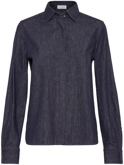 Monili Bead-Embellished Denim Shirt