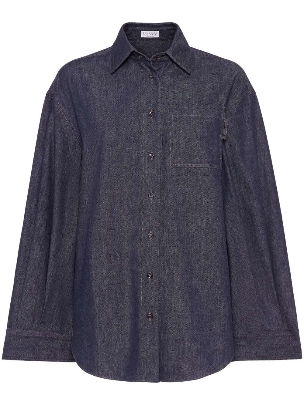 Point-Collar Denim Shirt