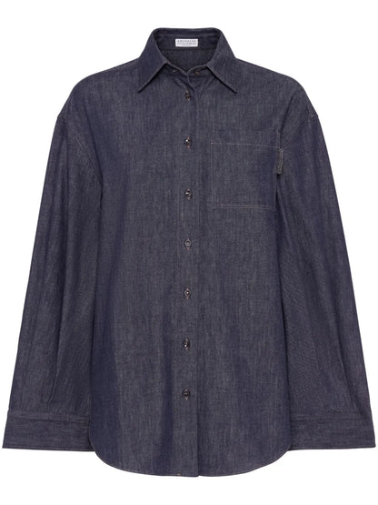 Point-Collar Denim Shirt