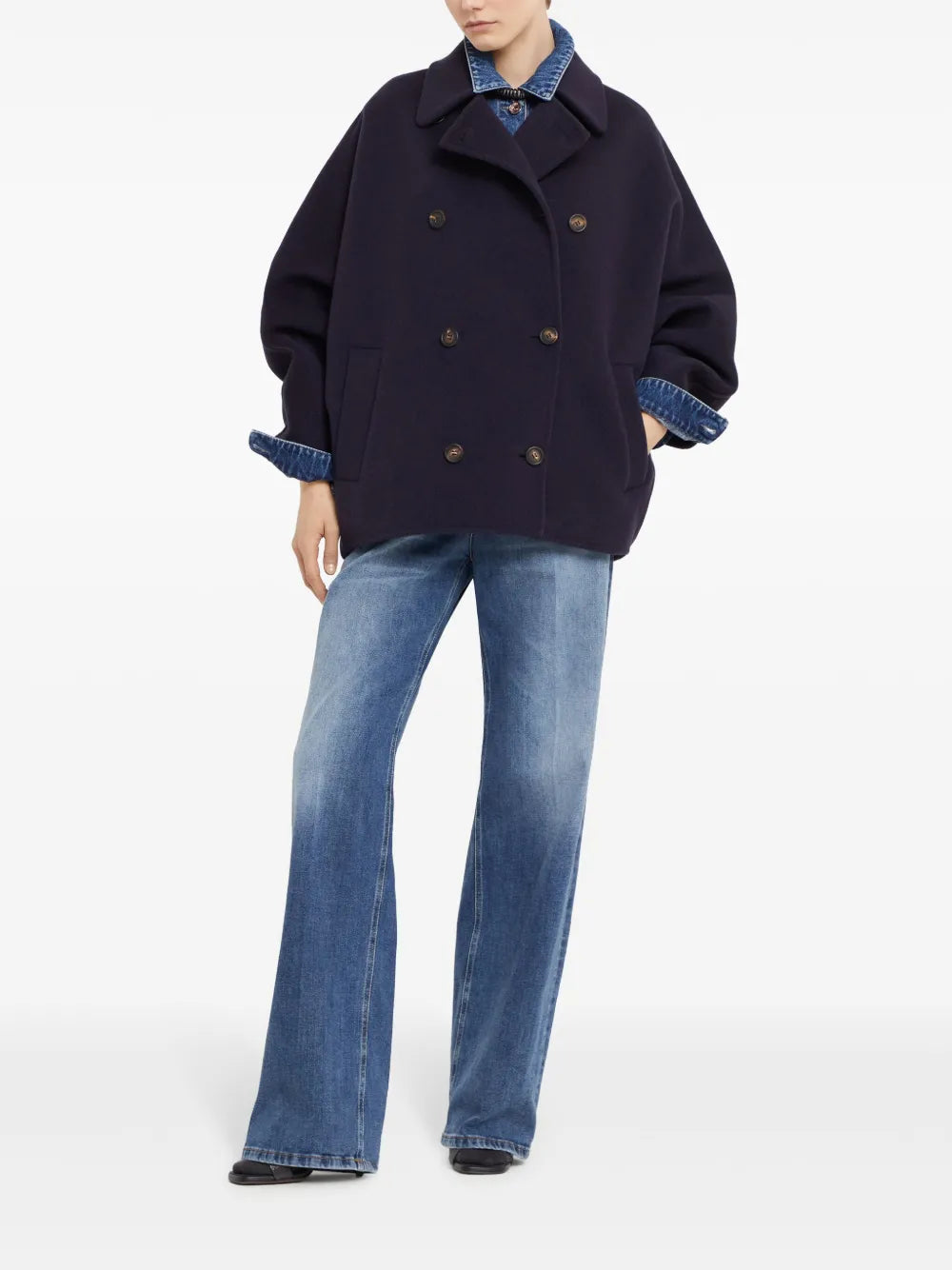 Double-Breasted Monili-Trim Jacket