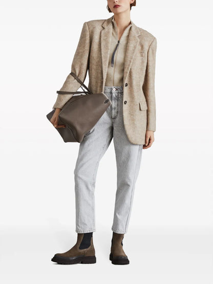 Cashmere-Blend Zip-Front Top