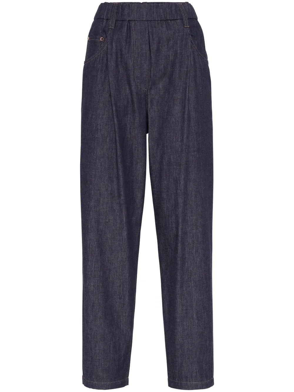 Elasticated-Waist Tapered Jeans