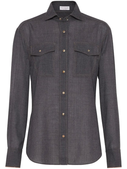 Monili-Trim Virgin Wool Shirt