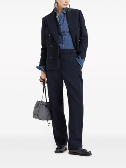 Peak-Lapel Double-Breasted Blazer