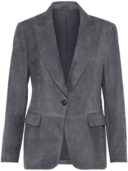 Single-Breasted Suede Blazer
