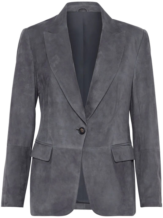 Single-Breasted Suede Blazer