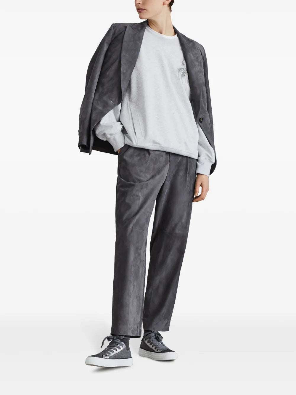 Single-Breasted Suede Blazer