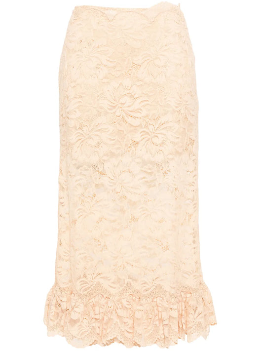 Corded-Lace Midi Skirt