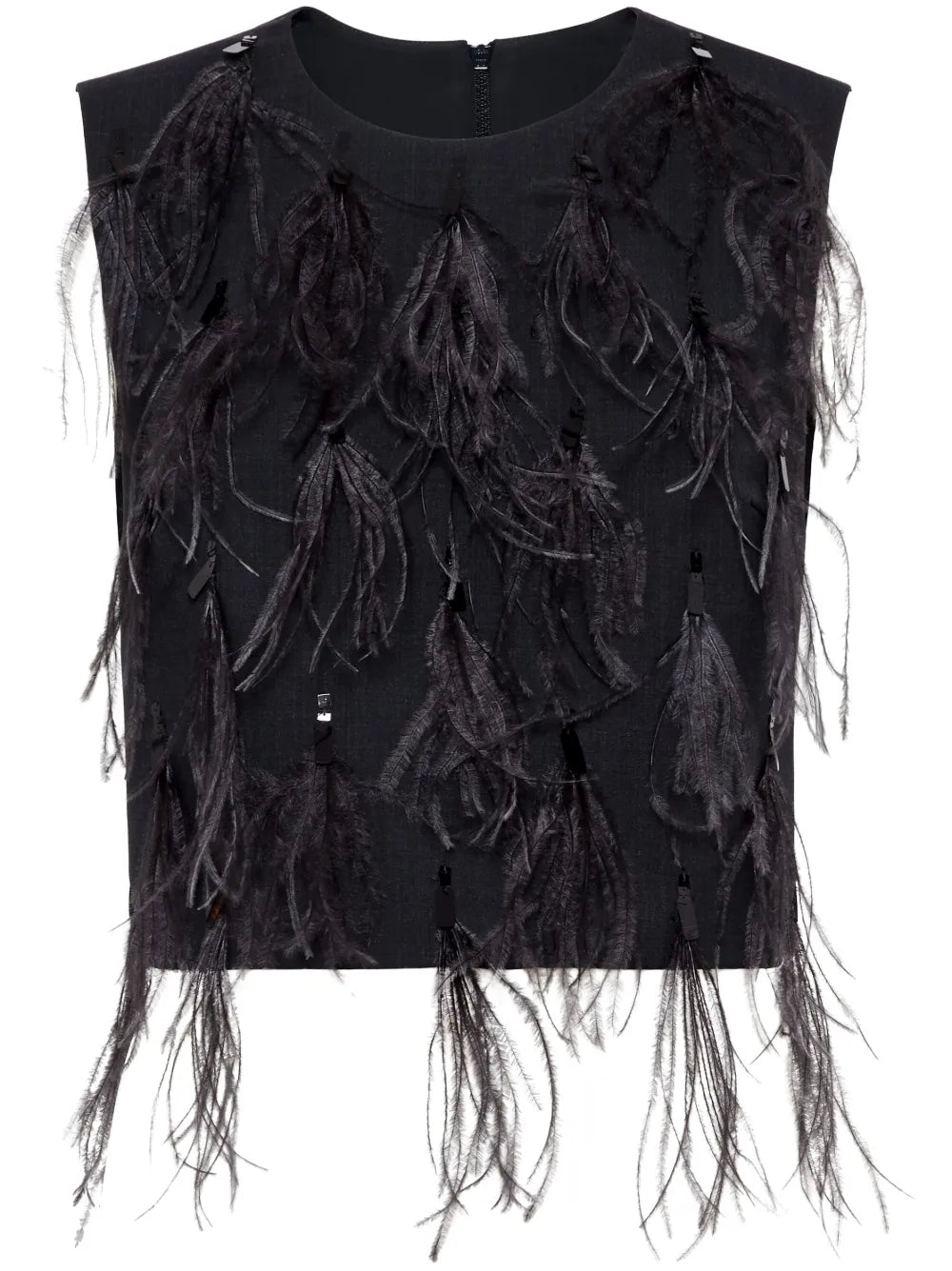 Feather-Detailing Sleeveless Top