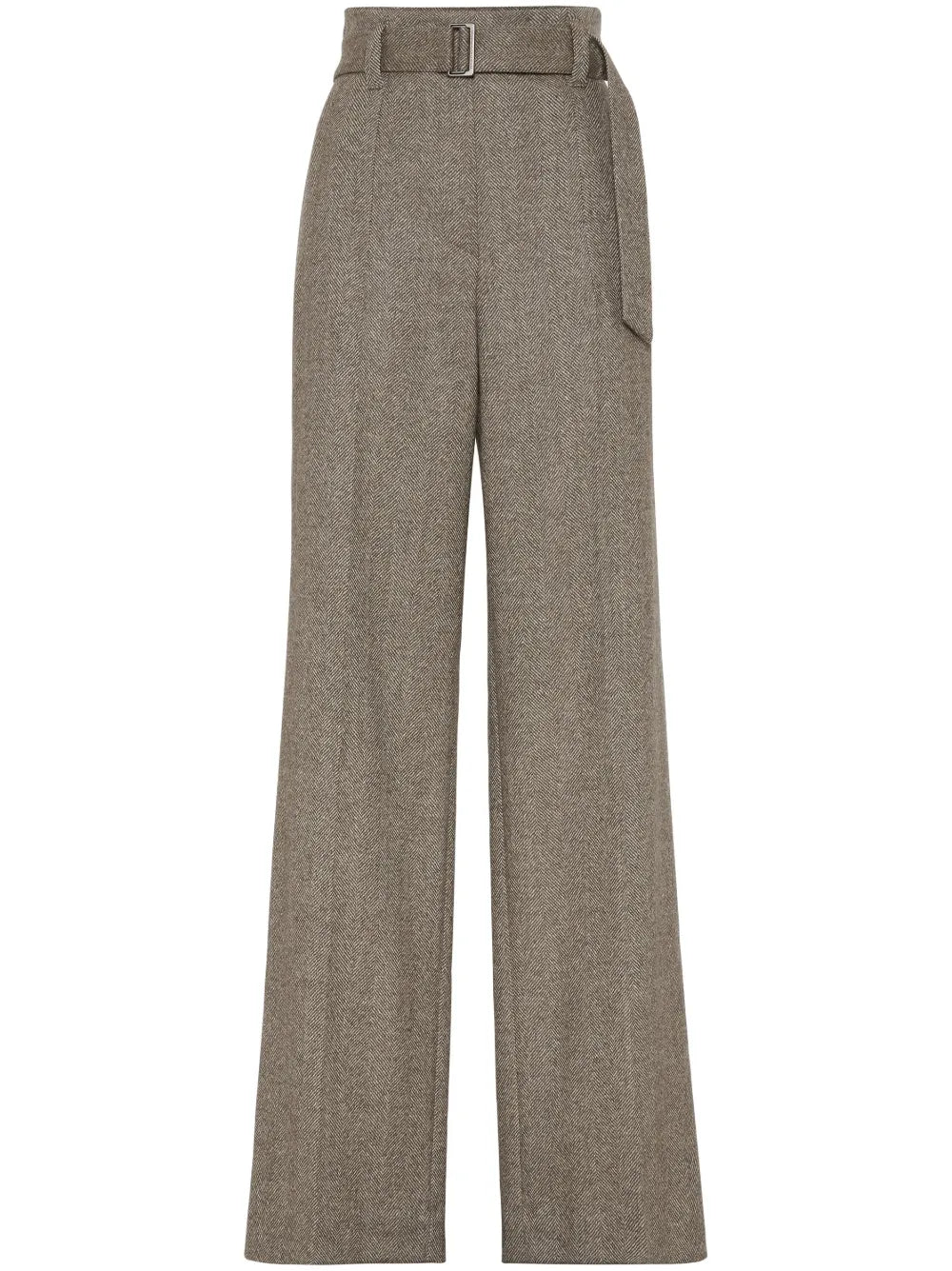 Herringbone-Pattern Pressed-Crease Trousers