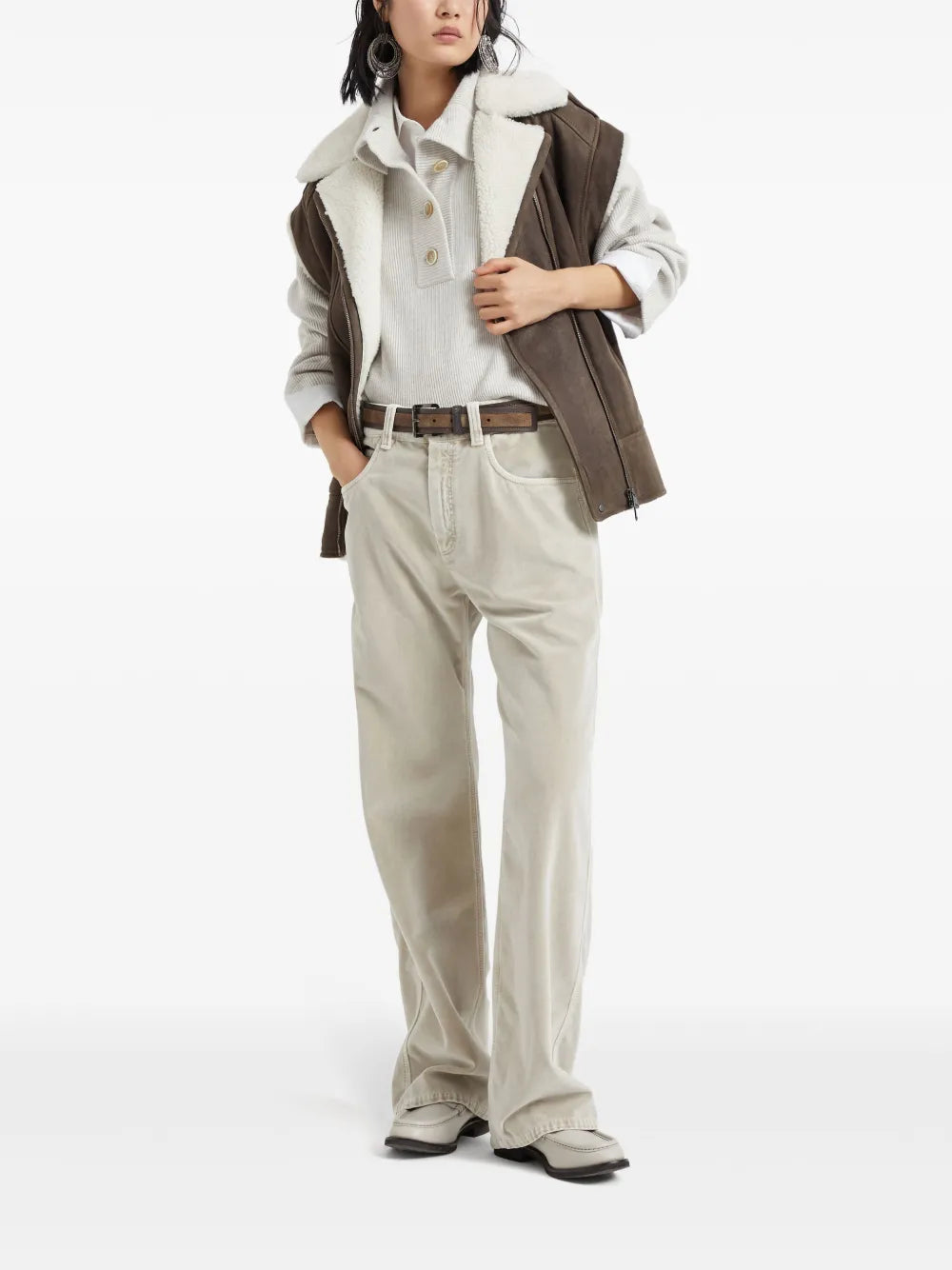 Mid-Rise Cotton Trousers