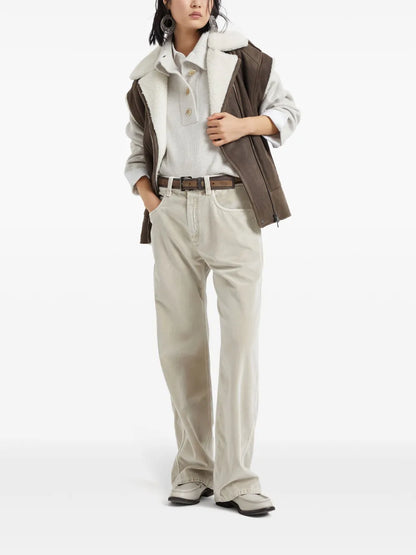 Mid-Rise Cotton Trousers