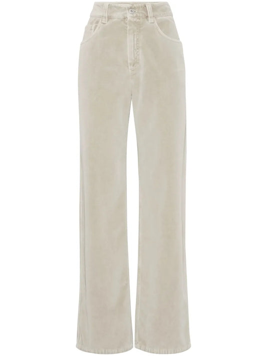 Mid-Rise Cotton Trousers