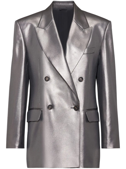 Double-Breasted Metallic Blazer