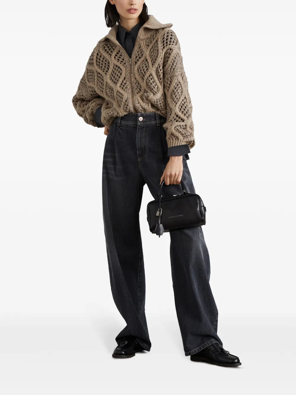 Monili-Detail Long-Sleeve Shirt