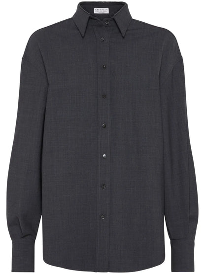 Monili-Detail Long-Sleeve Shirt