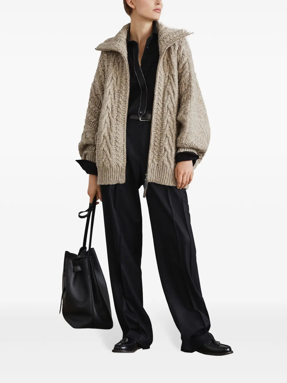 Monili Detail Wide-Leg Trousers