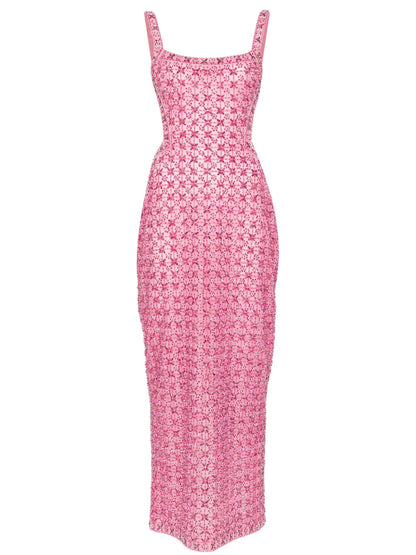 Crystal-Embellished Mesh Dress