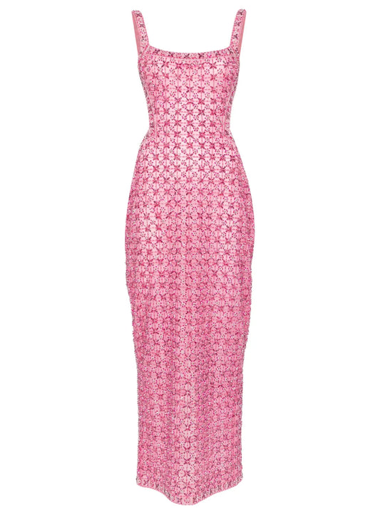 Crystal-Embellished Mesh Dress