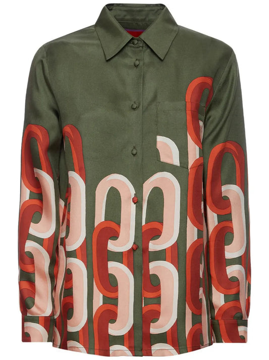 Silk Geometric Print Shirt