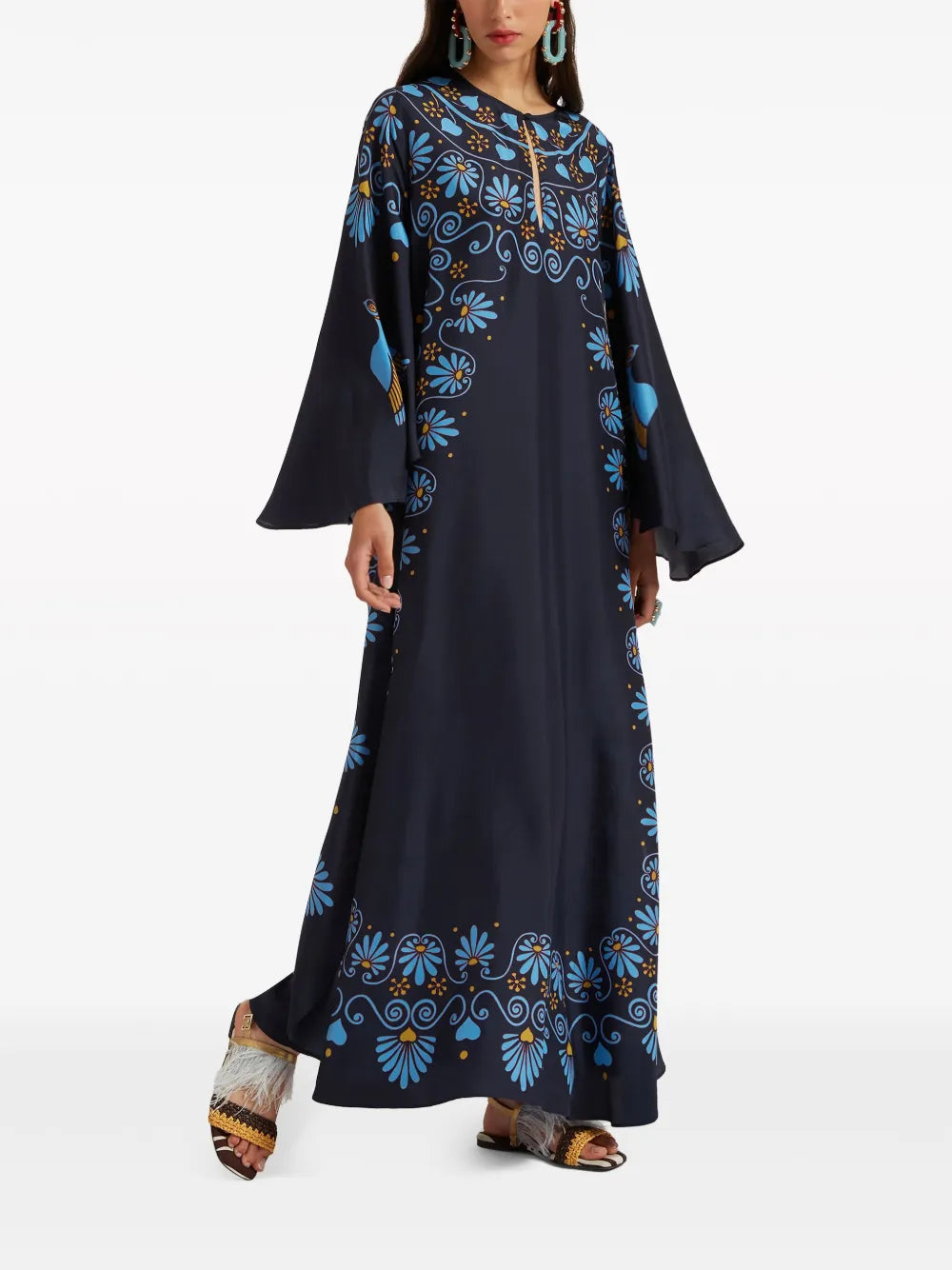 Geometric-Print Silk Kaftan