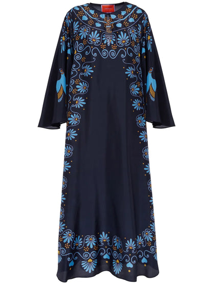 Geometric-Print Silk Kaftan