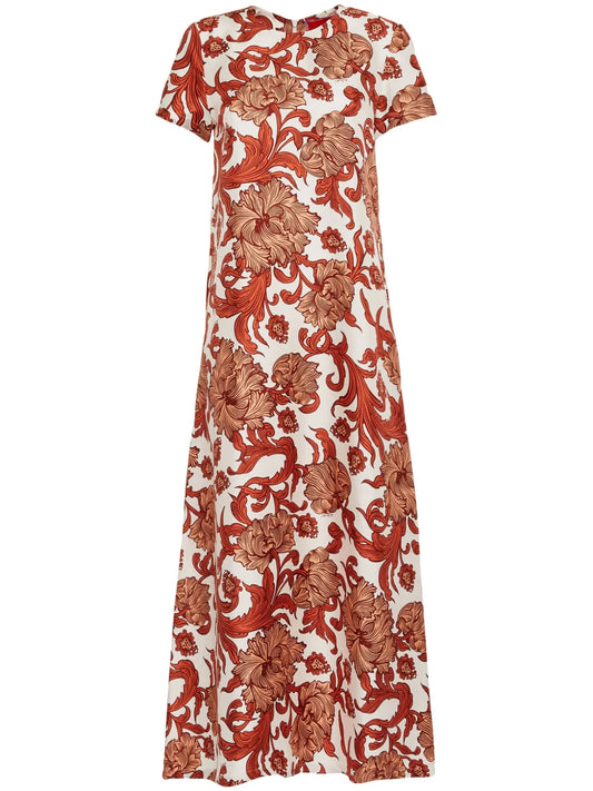 Swing Botanical-Print Silk Dress