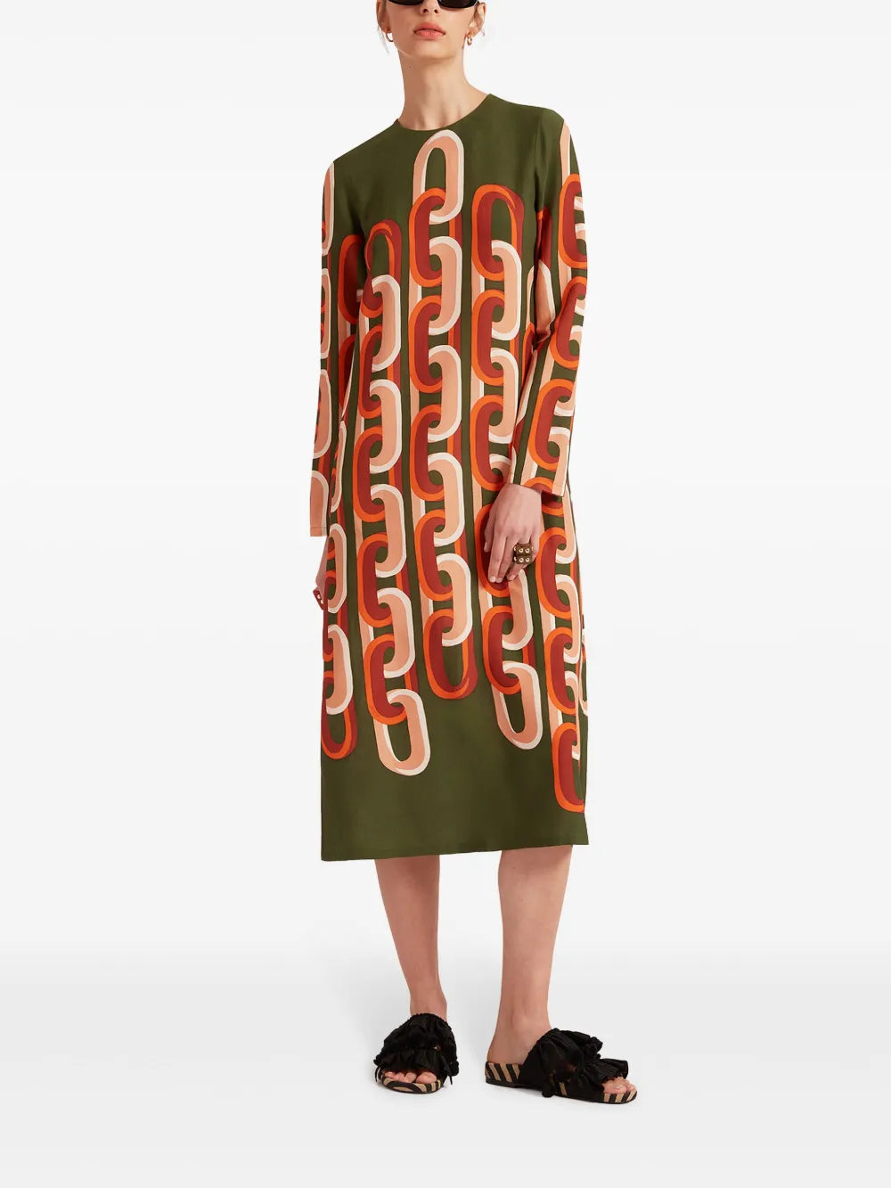 Swing Chain-Link Print Middi Dress