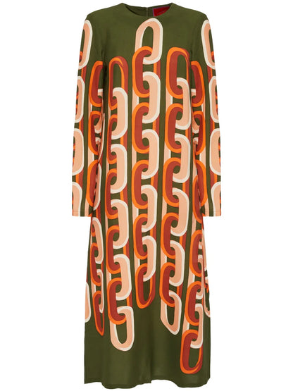 Swing Chain-Link Print Middi Dress
