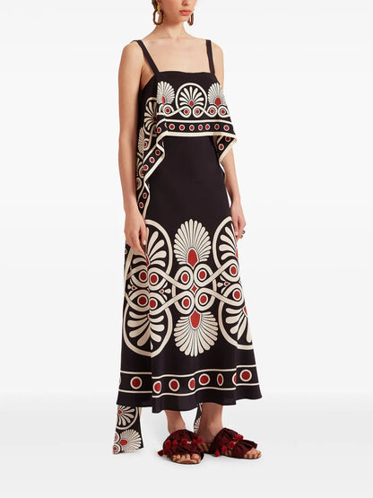Slip-Around Geometric-Print Dress