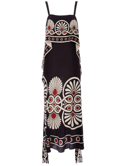 Slip-Around Geometric-Print Dress