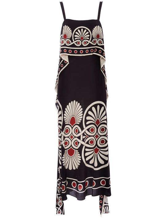 Slip-Around Geometric-Print Dress