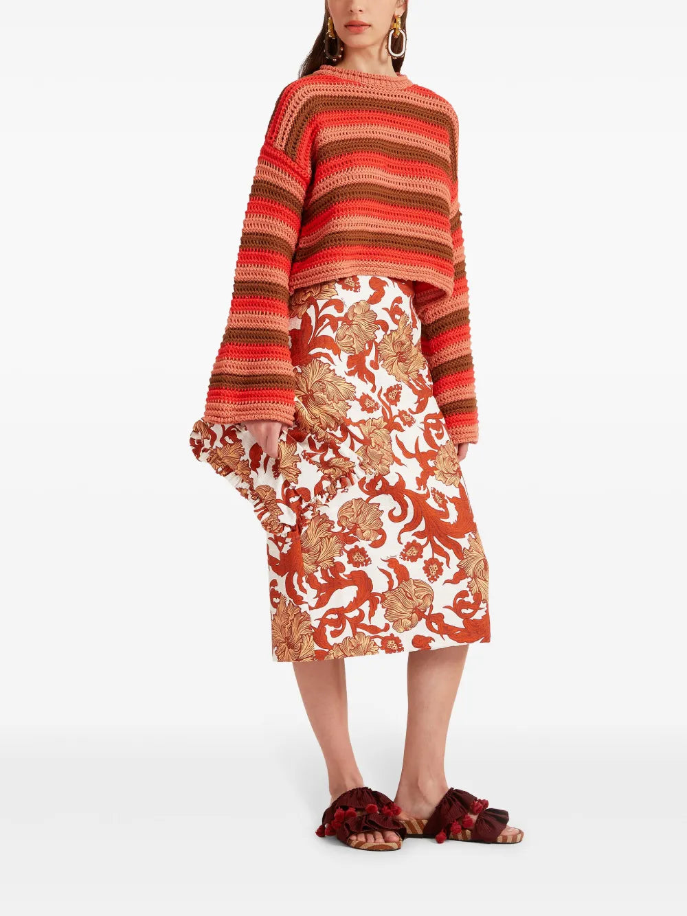 Floral-Print High-Waisted Pencil Skirt