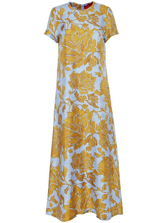 Floral-Print Silk Maxi Dress