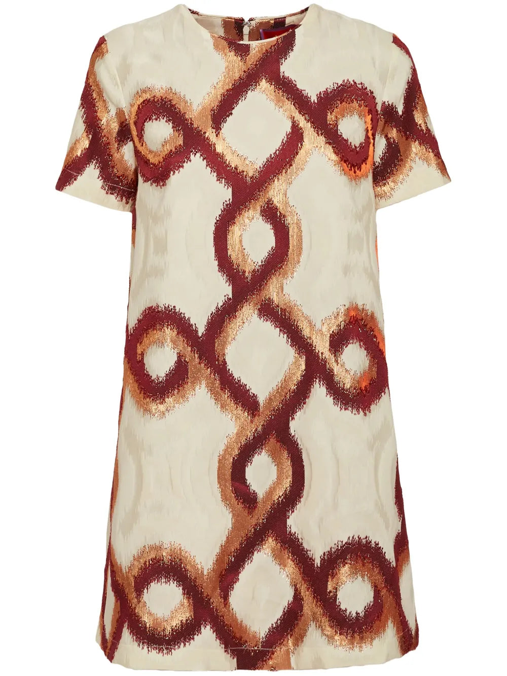 Mini Swing Geometric-Print Short-Sleeve Dress