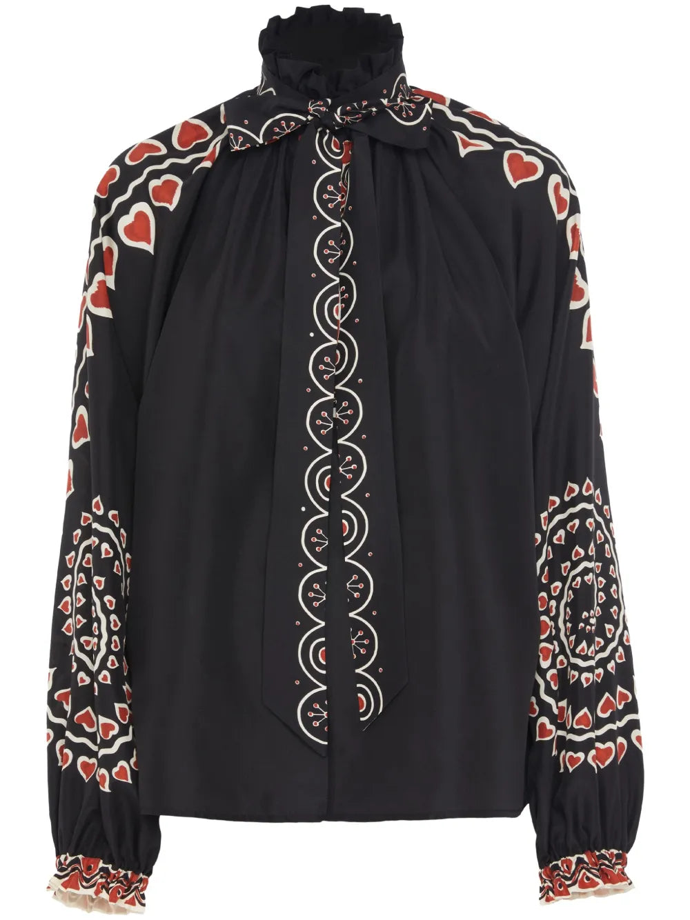 Cerere Silk Placée-Print Blouse