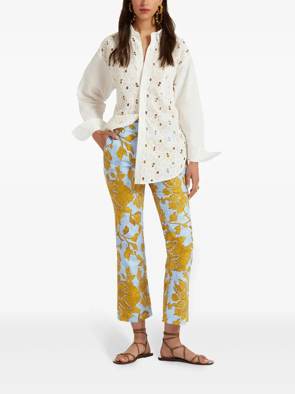 24/7 Floral-Print Cropped Trousers