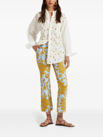 24/7 Floral-Print Cropped Trousers