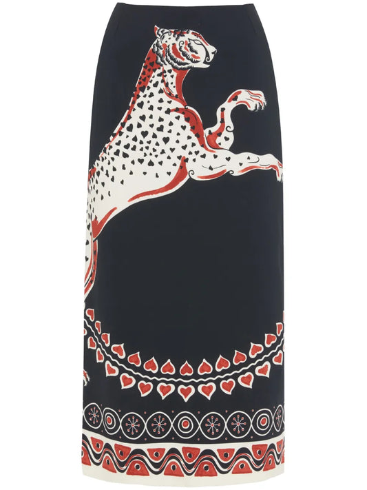 Gattopardo-Print Pencil Skirt