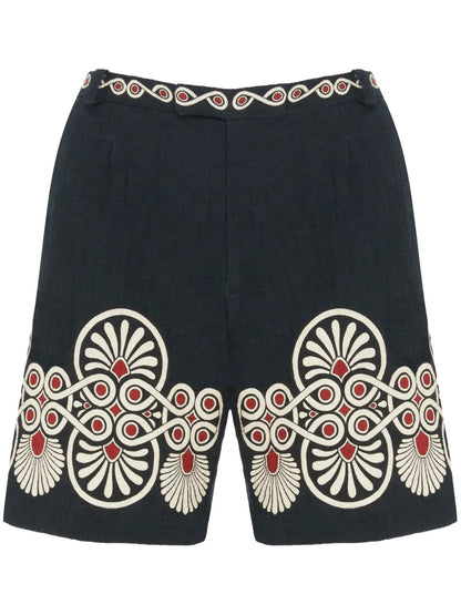 Medallion-Print Cotton Shorts