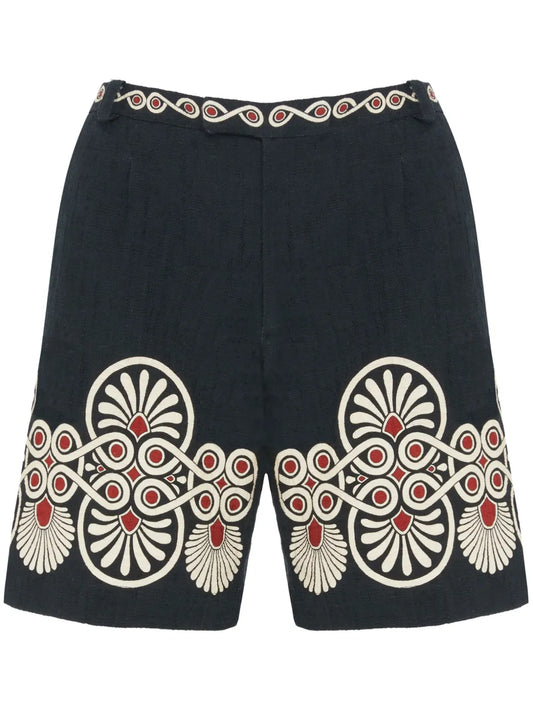 Medallion-Print Cotton Shorts