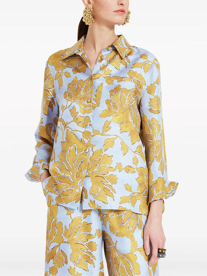 Floral-Print Silk Shirt