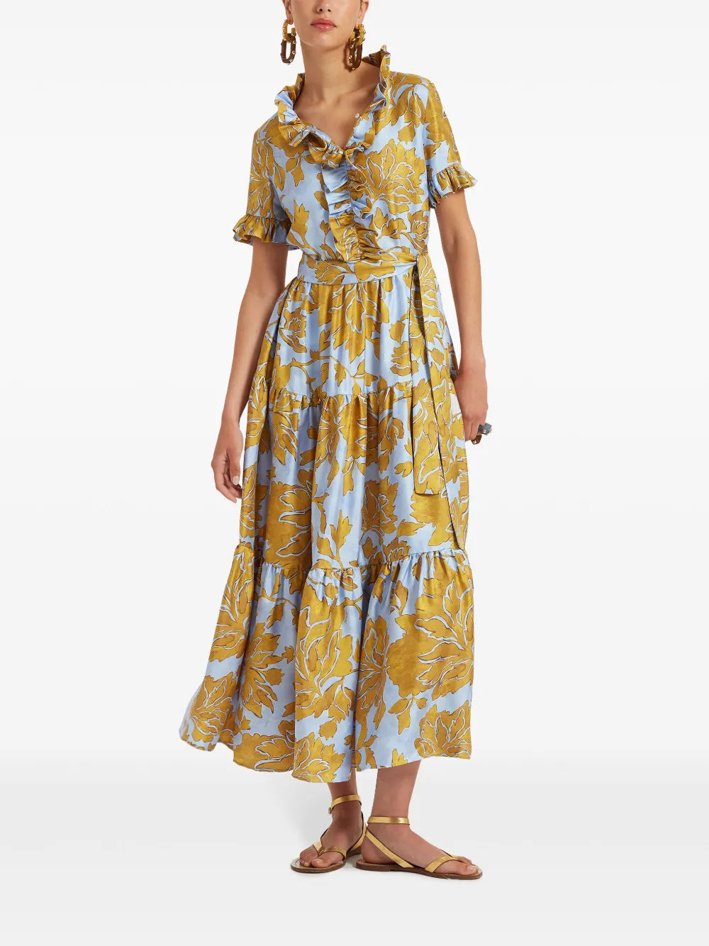 Ruffle-Trim Floral-Print Dress