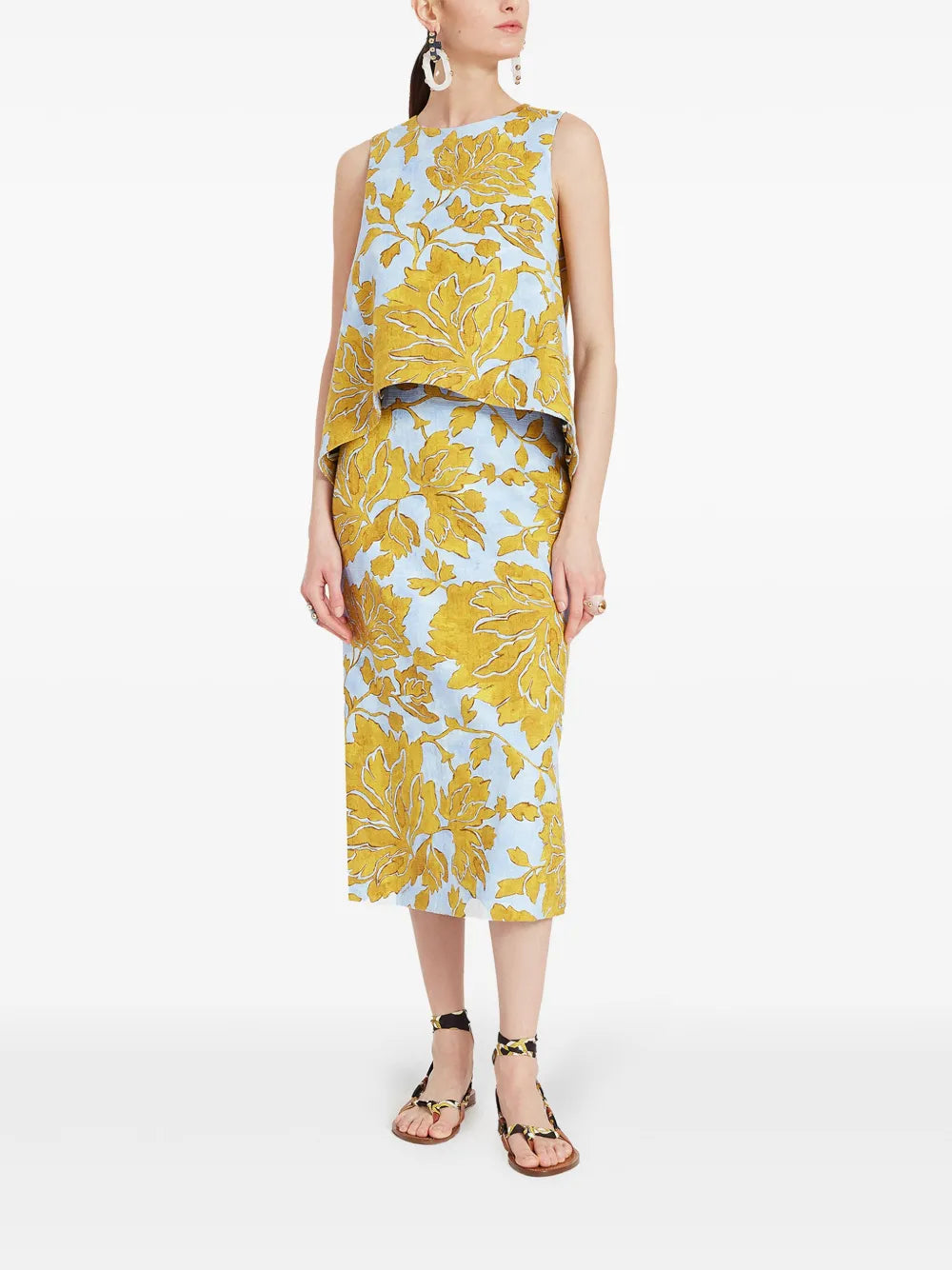 Floral-Print Pencil Skirt