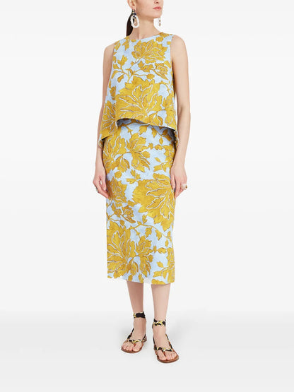 Floral-Print Pencil Skirt