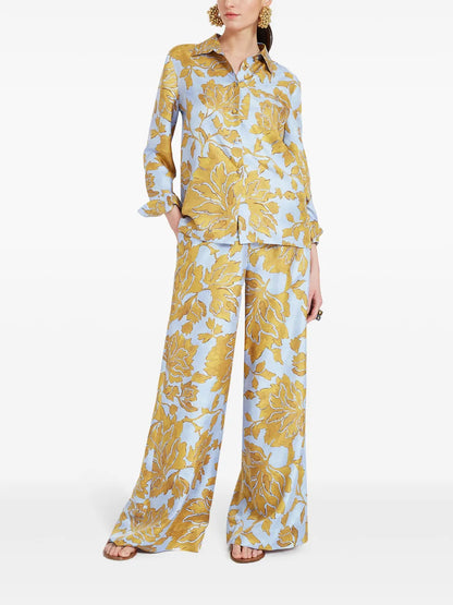 Floral-Print Silk Palazzo Pants